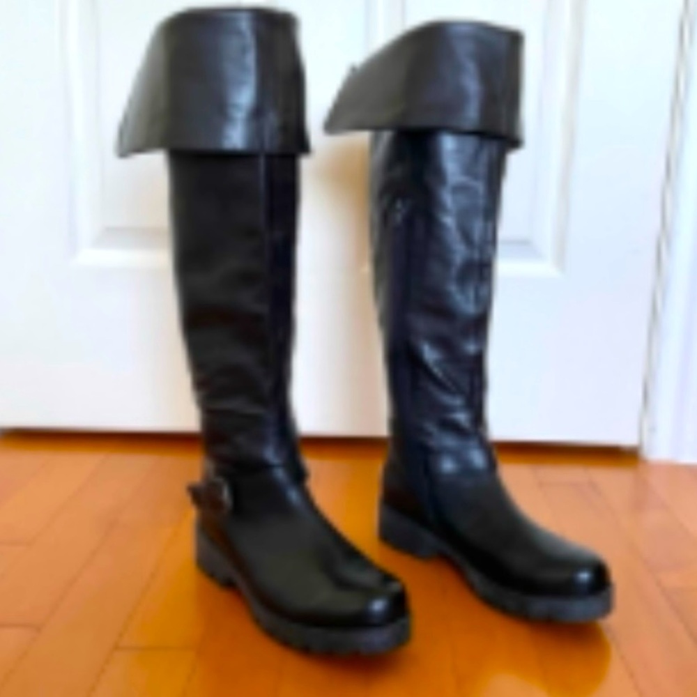Leather over the knee moto boots size 8